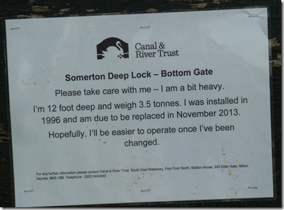 sign at somerton deep lock