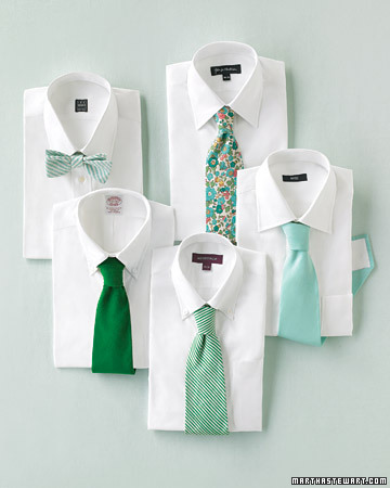 Mix and match ties, especially for weddings. (http://www.marthastewartweddings.com/)