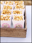 The popcorn in its custom packaging.