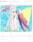 Josh drawing age 6. The caption that he wrote says 