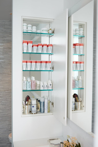 Another great trick is to back the inside of a medicine cabinet with mirror. It's an easy project with a big impact. Another great trick is to back the inside of a medicine cabinet with mirror. It's an easy project with a big impact.