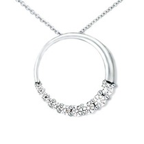 Round Diamond Circle Journey Pendant in 14k White Gold Round Diamond Circle Journey Pendant in 14k White Gold
