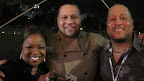 BBQ master Tony Neely (center) worked the table while brother Pat and sister-in-law Gina enjoyed a bite.