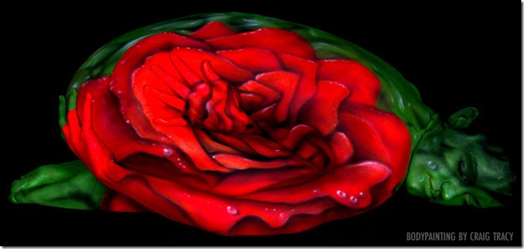 rose,(Роза),Искусство боди-арт от художника Крейга Трейси (Craig Tracy)