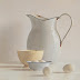 Object: 22330 - Wit stilleven met 4 eieren - 45 x 45 cm - € 2400,=