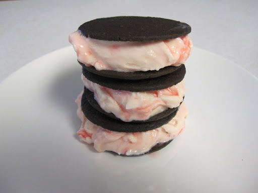 Place scoops between chocolate wafer cookies for sweet sandwiches.