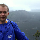 on the rim of a volcano (the lava lake below has about 12 ft of solid surface and boiling lava underneath)