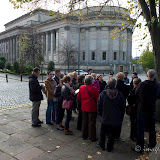 The first Irish Heritage Walking Tour of this season started off with a touch of sadness for me, as I remembered the previous years when Ian McKeane partnered Greg Quiery, and both shared their joint knowledge and enthusiasm on the interesting Irish connections with parts of the city. I am sure Greg too must have had similar feelings. Although he had to bear the full responsiblity this time, Greg did a great job holding the attention of the crowd throughout the walk.The popularity of these walks seem to increase every year and this, as well as the following three other walks, were well attended. LIF'10 Heritage Walking Tour - North City