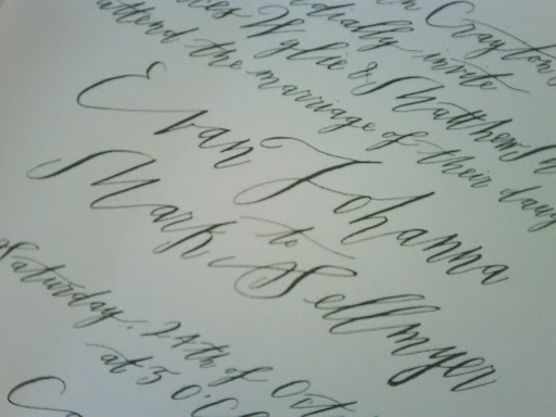A close-up of Betsy Dunlap's beautiful calligraphy. A close-up of Betsy Dunlap's beautiful calligraphy.