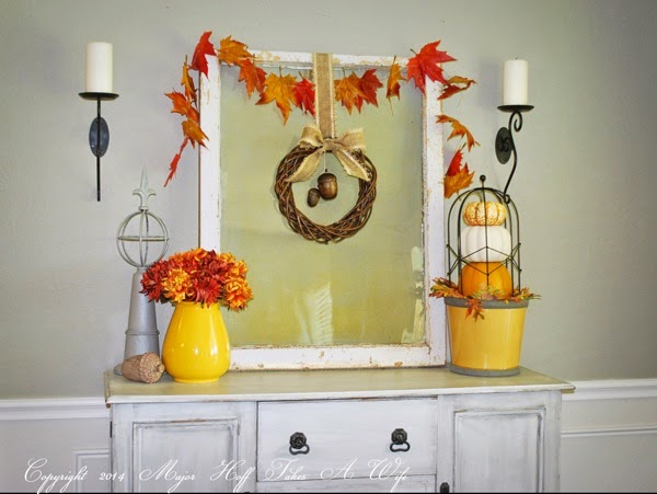 Dining room buffet dressed for fall Dining room buffet dressed for fall