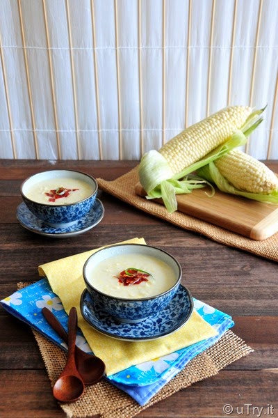 Creamy Sweet Corn Soup with Crispy Prosciutto  http://utry.it  @utry.it