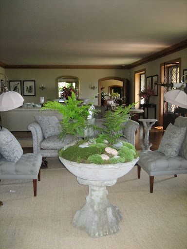 I love using faux bois concrete urns to create mini landscapes indoors.