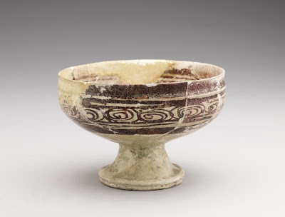 Footed bowl | Origin:  Syria | Period: 12th-13th century | Details:  Not Available | Type: Stone-paste painted under glaze | Size: H: 10.6  W: 15.8  cm | Museum Code: F1910.34 | Photograph and description taken from Freer and the Sackler (Smithsonian) Museums.