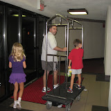 Hannah, Jeff and Bryan taking the cart back to the front desk in our hotel in Nashville 09022011