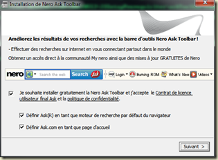 Barre d'outils Ask