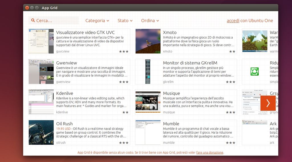 App Grid Software Center in Ubuntu