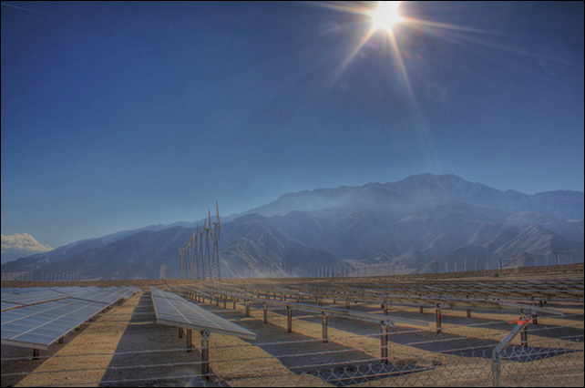 A desert solar installation in California. Photo: FredBaby13 / Flickr / Creative Commons License