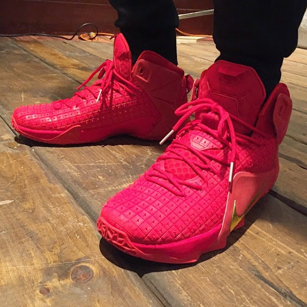 LeBron James Brings Out An AllRed Nike LeBron 12 EXT in NYC