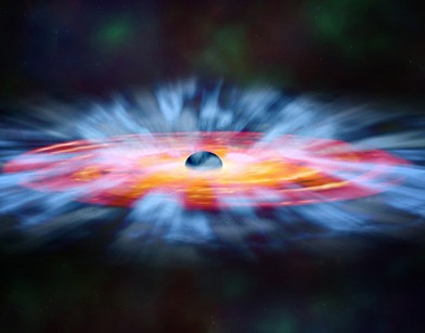 ilustração da turbulência do gás num buraco negro