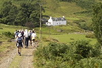 On the trail - walking toward a croft.