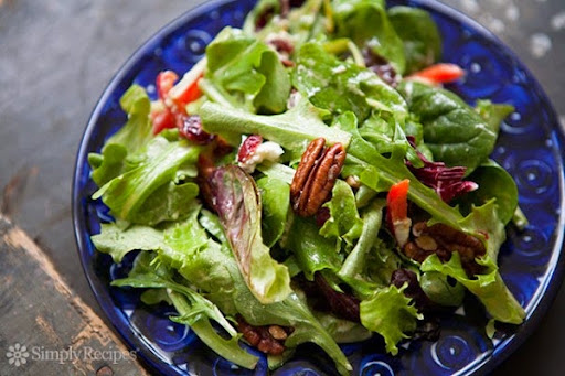 Mixed Green Salad with Pecans Goat Cheese Honey Mustard Vinaigrette