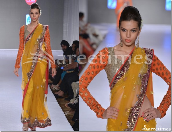 Vikram_Phadnis_Yellow_Net_Saree