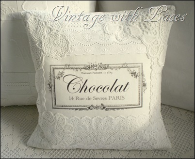 White pillow with vintage French graphic White pillow with vintage French graphic