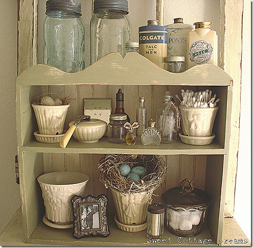 crown jars and shelf in bath