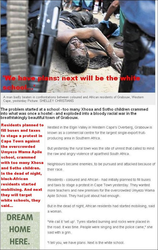RACIAL VIOLENCE GRABOUW THE NEXT SCHOOL WE WILL TARGET WILL BE THE WHITE SCHOOL MAR202012