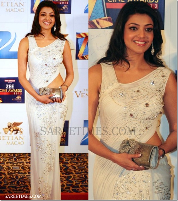 Kajal_White_Designer_Saree