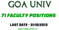 Goa University Recruitment 2013