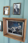 Jen and Josh set up an installation of family photos by the backyard's entrance.