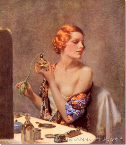 vintage-woman-spraying-perfume