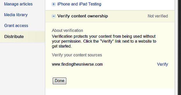 Verify Content Ownership