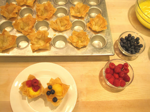 Fill phyllo cups with lemon curd or citrus sorbet