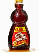 c0 A leaking bottle of Mrs Butterworth's syrup