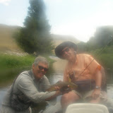 2008.07.31 Mike Connell on the Big Hole river with a nice brown trout