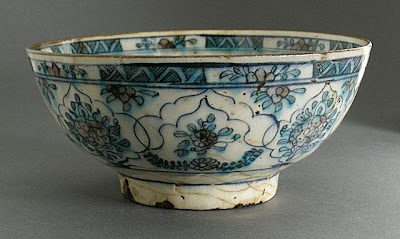 Bowl | Origin: Iran | Period: 18th-19th century | Collection: The Madina Collection of Islamic Art, gift of Camilla Chandler Frost (M.2002.1.219) | Type: Ceramic; Vessel, Fritware, underglaze-painted, Height: 3 9/16 in. (9.04 cm); Diameter: 7 7/8 in. (20 cm)