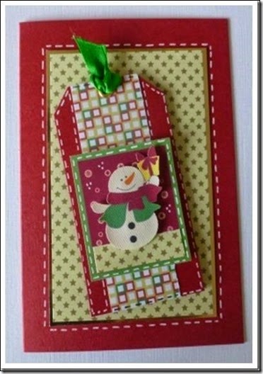 retro snowman tag card