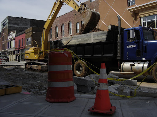 The anticipated date of completion of the construction on the square is September 15th. (photo credit: Sam Senovich)