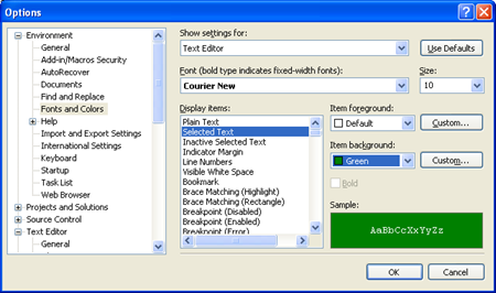 Change Look and Feel of Visual Studio Editor