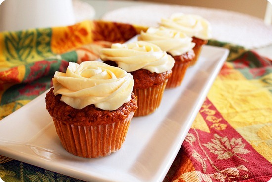 Moist Carrot Cupcakes with Cream Cheese Frosting