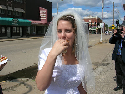 Eating Brats in a Wedding Dress