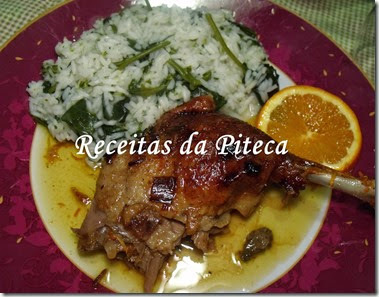 Pato assado com laranja e arroz de grelos Bom Sucesso-empratado Pato assado com laranja e arroz de grelos Bom Sucesso-empratado