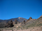 The peak of Teide seen from the dry lake bed.