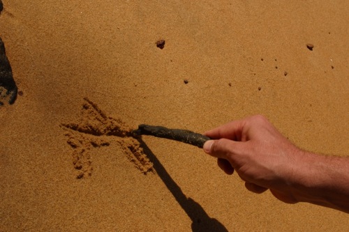 Writing in sand