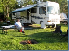 6559 Sleepy Cedars Campground Greely Ottawa - Bill relaxing at campfire 6559 Sleepy Cedars Campground Greely Ottawa - Bill relaxing at campfire