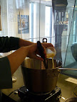 At 190°F the lemon juice and salt are stirred in.