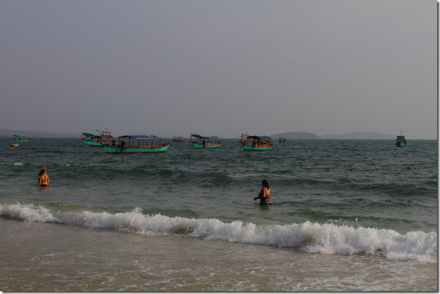 Boats moored at Sihanoukville's Serendipity Beach