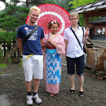 group photo with a Japanese girl and my Russian buddy in Nikko, Japan 